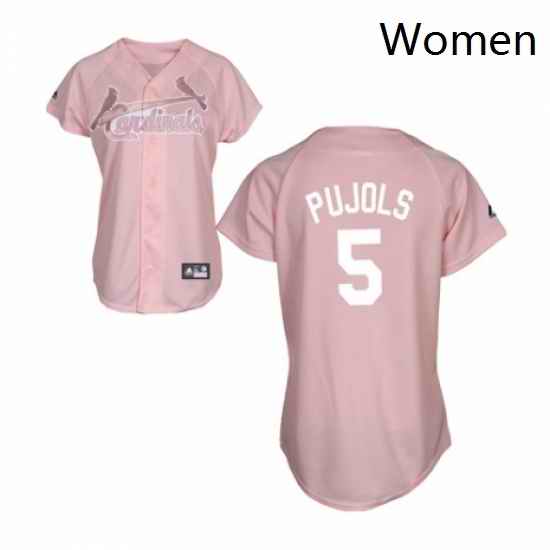 Womens Majestic St Louis Cardinals 5 Albert Pujols Authentic Pink Fashion MLB Jersey